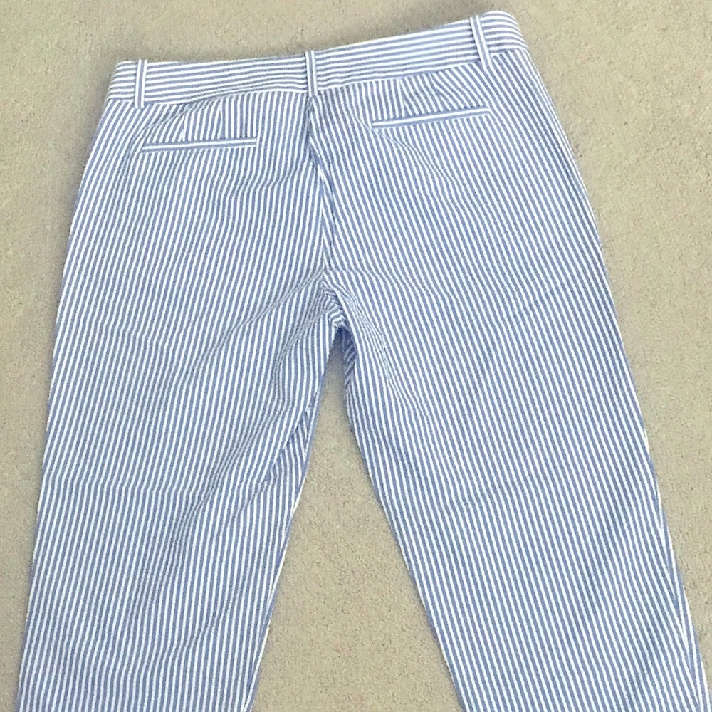 Light Blue & White Stripe Womens Pull-On Trousers - Picture 5 of 5